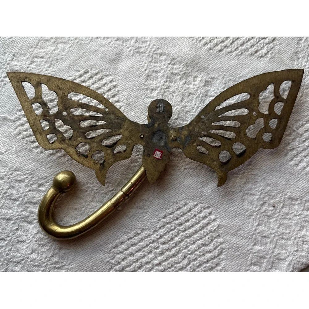 VTG Brass Butterfly Hook Collectible Wall Hanging Indoor Decor 10.5x7.5